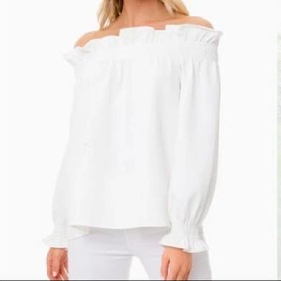 Tuckernuck Avon Lane White Off the Shoulder Marguerite Blouse - Picture 1 of 12
